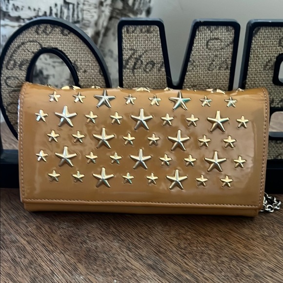 Jimmy Choo Handbags - Jimmy Choo Gold Star Studded Patent Leather Wallet on Chain